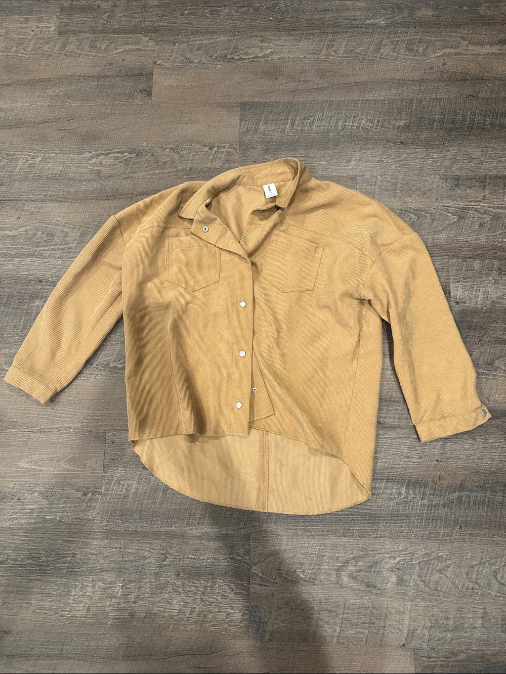Light Tan Button-Front Corduroy Shirt Jacket